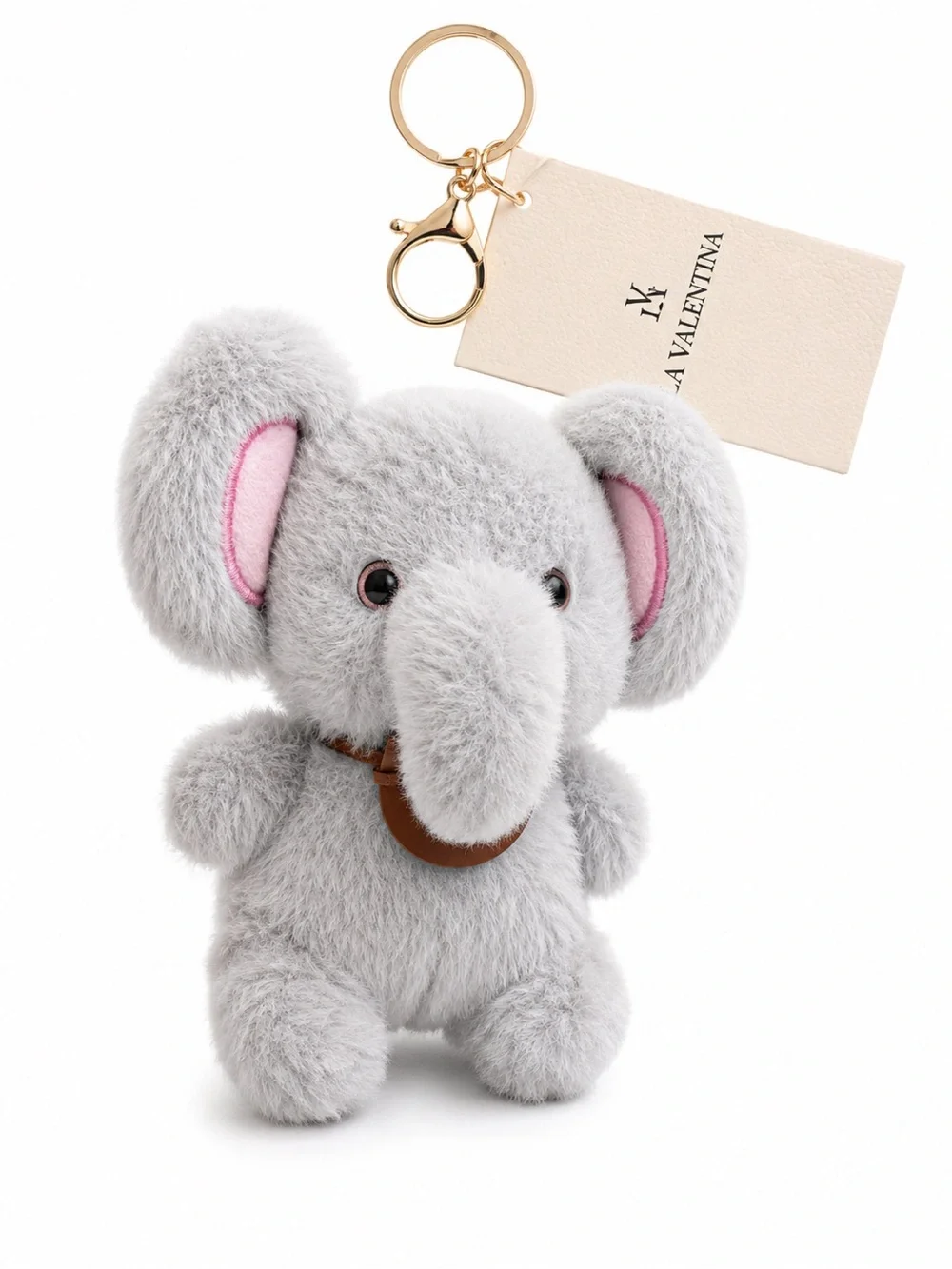 Cute Gray Elephant Plush Keychain Faux Fur Bag Charm La Valentina NWT Gift